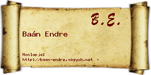 Baán Endre névjegykártya